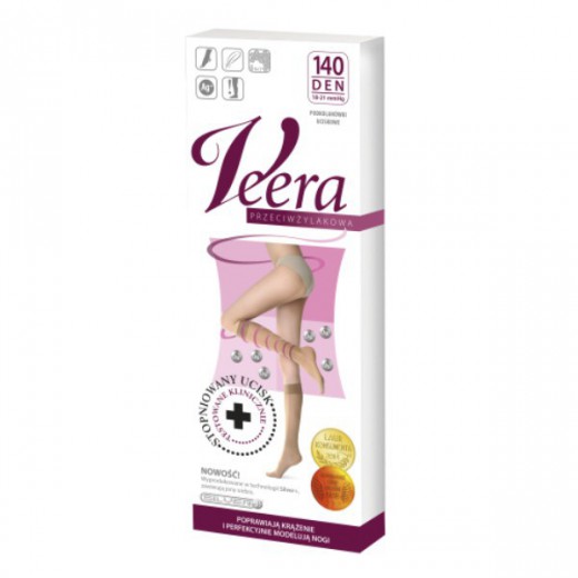 Veera Przeciwżylakowa, podkolanówki uciskowe, 140 den, rozmiar 3/4, czarne, 1 para