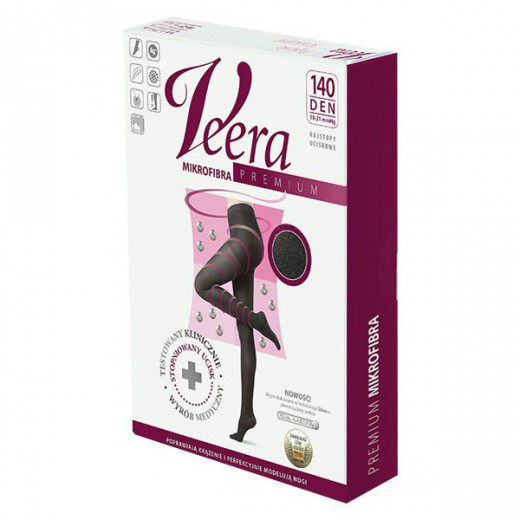 Veera Premium, rajstopy uciskowe z mikrofibrą, 140 den, rozmiar 1, czarne, 1 para
