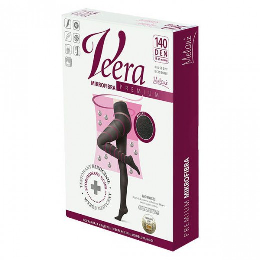 Veera Premium, rajstopy uciskowe z mikrofibrą, 140 den, rozmiar 4, melanż, 1 para