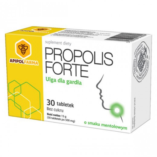 Propolis Forte, smak mentolowy, bez cukru, 30 tabletek