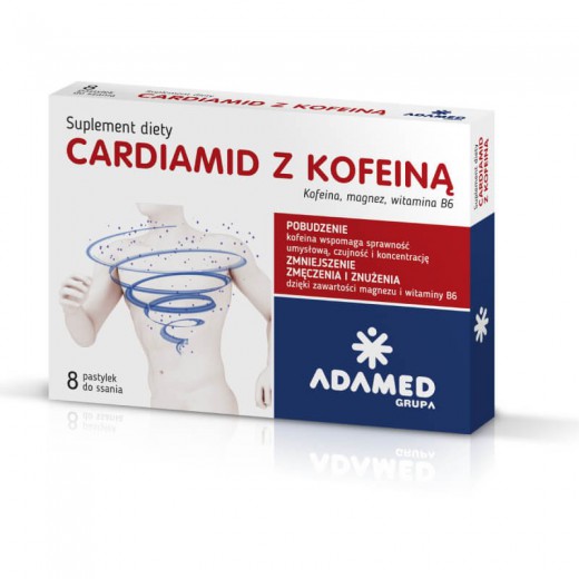 Cardiamid z kofeiną, smak cytrusowy, 8 pastylek