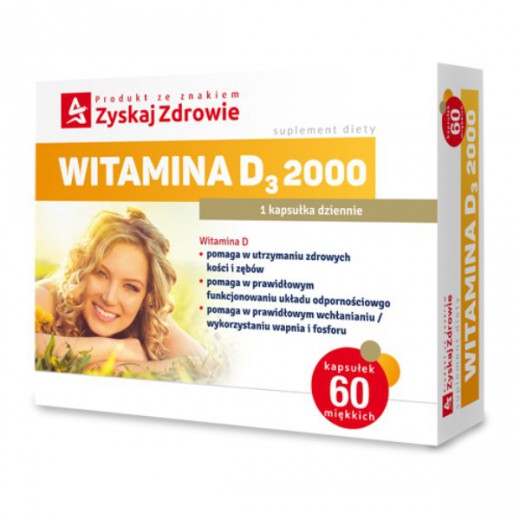 Zyskaj Zdrowie, Witamina D3 2000j.m., 60 kapsułek