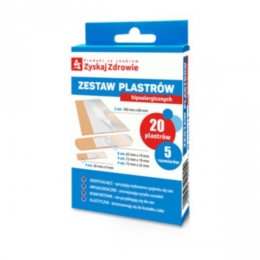 Zyskaj Zdrowia, Zestaw plastrów hipoalergicznych, 20 sztuk
