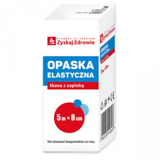 Zyskaj Zdrowie, Opaska elastyczna, tkana, z zapinką, 5m x 8cm