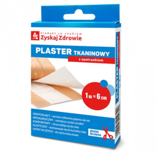 Zyskaj Zdrowie, Plaster tkaninowy z opatrunkiem, 1m x 6cm