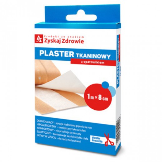 Zyskaj Zdrowie, Plaster tkaninowy z opatrunkiem, 1m x 8cm
