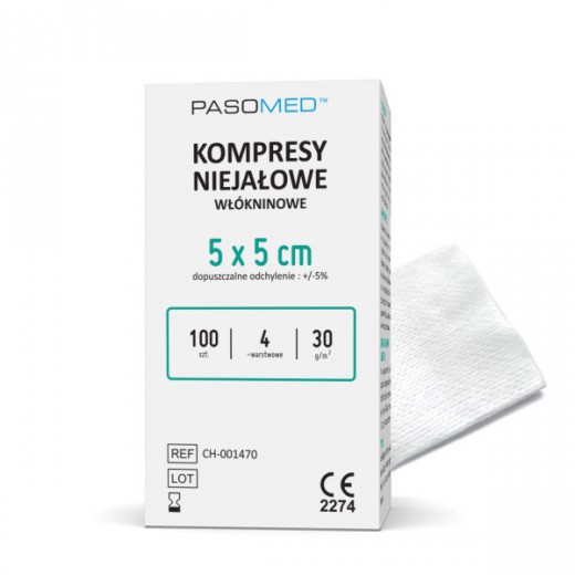 Zyskaj Zdrowie, Kompres włókninowy, niejałowy, 4-warstwowy, 5cm x 5cm, 100 sztuk