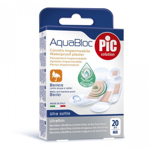 Pic, Plastry wodoodporne, Aquabloc, mix 20 sztuk