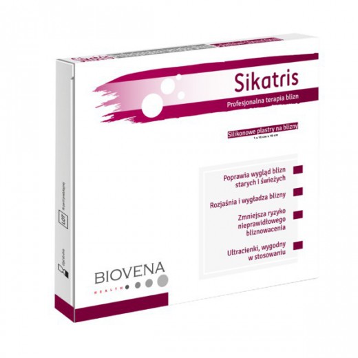 Sikatris, Silikonowy plaster na blizny, 10cm x 10cm, 1 sztuka
