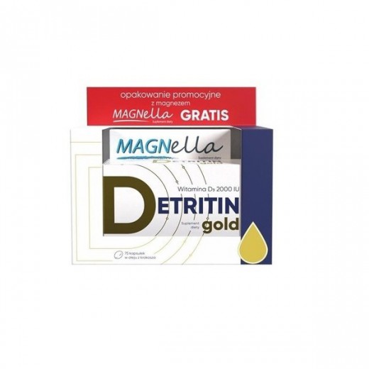 Zestaw Detritin Gold, 75 kapsułek + Magnella, 28 tabletek
