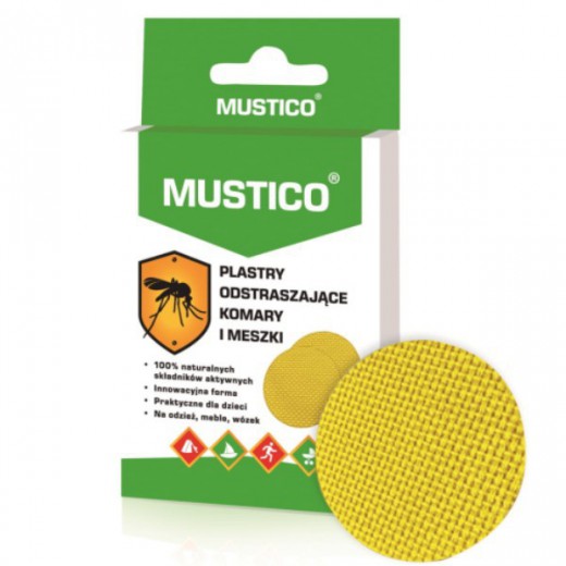 Mustico, plastry odstraszające komary i meszki, dla dzieci od 6 miesiąca, 12 sztuk