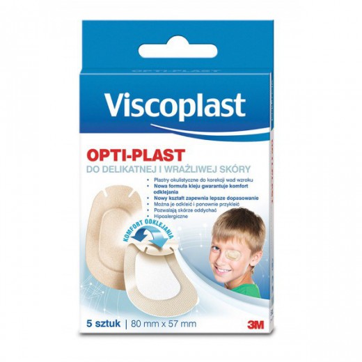 Optiplast, Plastry okulistyczne, 80mm x 57mm, skóra delikatna i wrażliwa, 5 sztuk