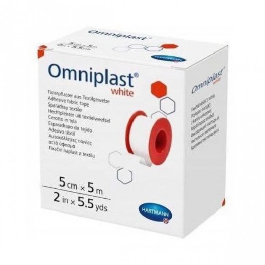 Omniplast White, przylepiec tkaninowy z wiskozy, 5cm x 5m, 1 sztuka