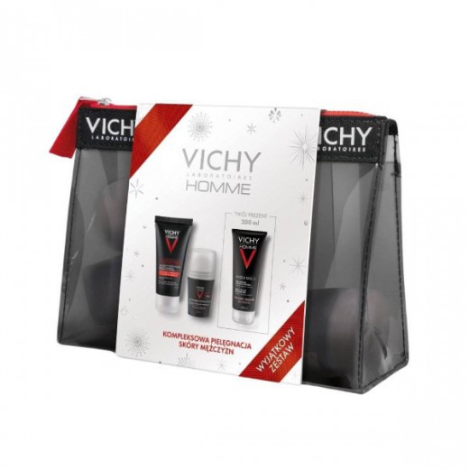 Zestaw Vichy Homme, Structure Force krem do twarzy, 50ml + Antyperspirant, 50ml + Hydra-Mag C żel pod prysznic, 200ml