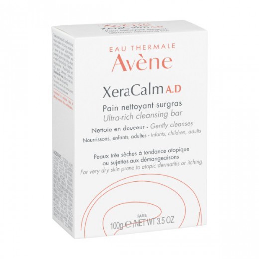 Avene XeraCalm A.D, mydło w kostce do twarzy i ciała, skóra bardzo sucha, atopowa i swędząca, 100 g