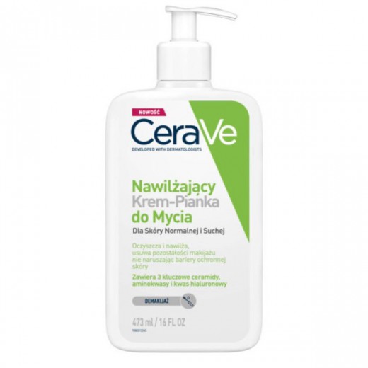 CeraVe, Kremowa pianka oczyszczająca do twarzy dla normalnej i suchej skóry, 473 ml