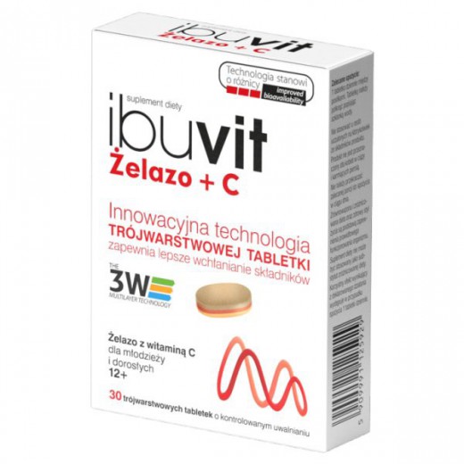 Ibuvit Żelazo + C, 30 tabletek o kontrolowanym uwalnianiu