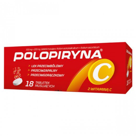Polopiryna C 500 mg + 200 mg, 18 tabletek musujących