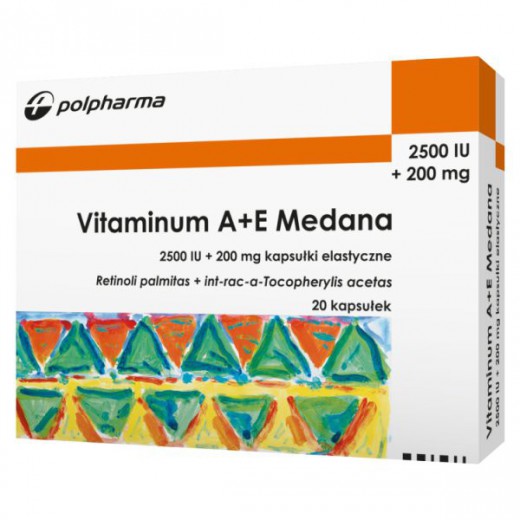 Vitaminum A + E Medana 2500 IU + 200 mg, 20 kapsułek elastycznych