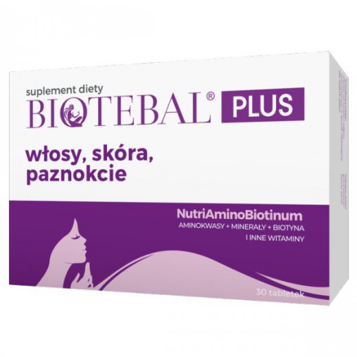 Biotebal Plus, włosy, skóra, paznokcie, 30 tabletek