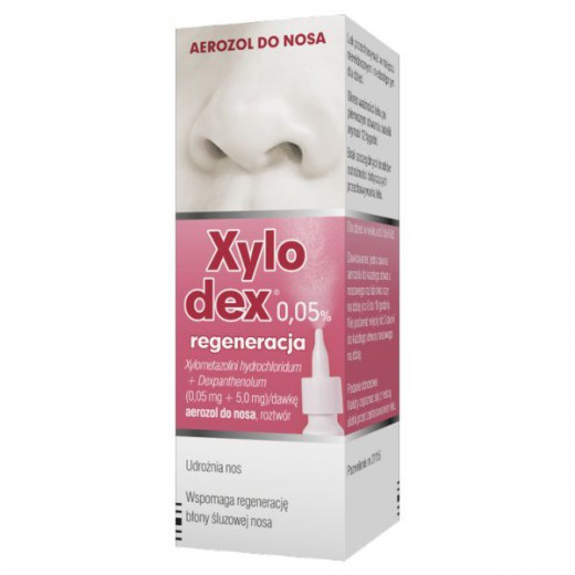 Xylodex 0,05% 0,05 mg + 5 mg, aerozol do nosa, dla dzieci od 2-6 lat, 10 ml