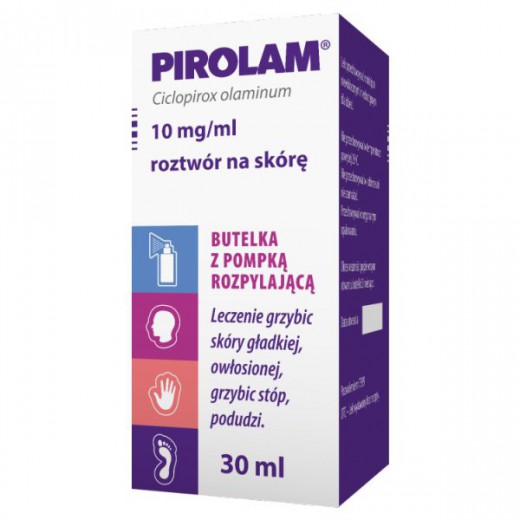 Pirolam 10 mg/ ml, roztwór na skórę na grzybicę, 30 ml