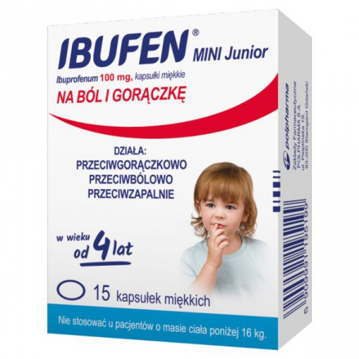 Ibufen Mini Junior 100 mg, dla dzieci od 4 lat, 15 kapsułek miękkich