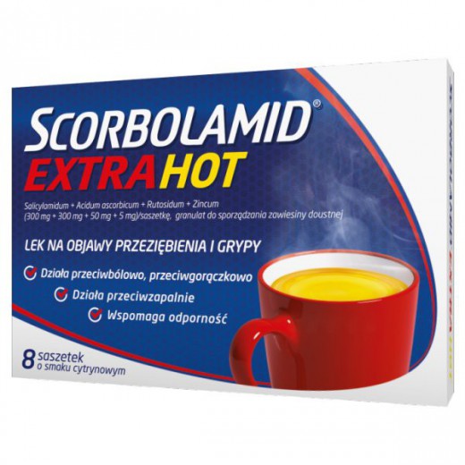 Scorbolamid Extra Hot o smaku cytrynowym, 8 saszetek