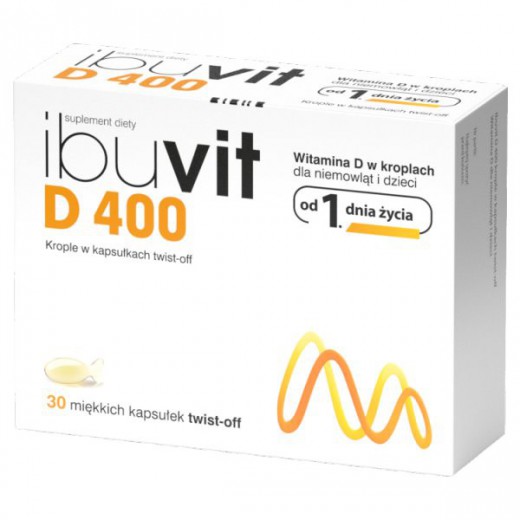 Ibuvit D 400, witamina D dla niemowląt i dzieci, 30 kapsułek twist-off