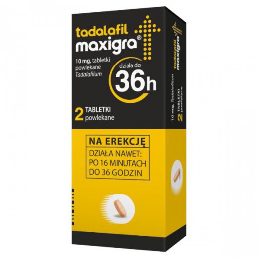 Tadalafil Maxigra, 10 mg, 2 tabletki