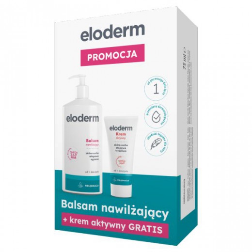 Eloderm, balsam do ciała, nawilżający, od 1 dnia życia, 400 ml + dodatkowo krem aktywny od 1 dnia życia, 75 ml
