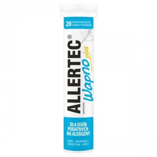 Allertec Wapno Plus, smak cytrynowy, 20 tabletek musujących