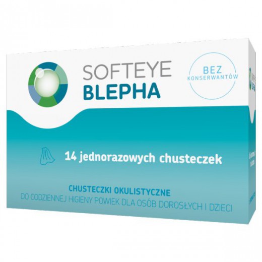 Softeye Blepha, chusteczki okulistyczne do higieny powiek, 14 sztuk