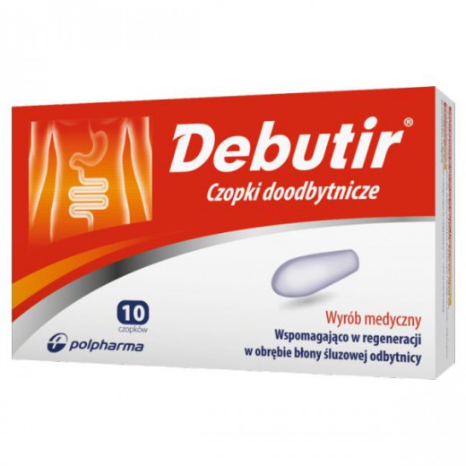 Debutir, czopki doodbytnicze, 10 sztuk