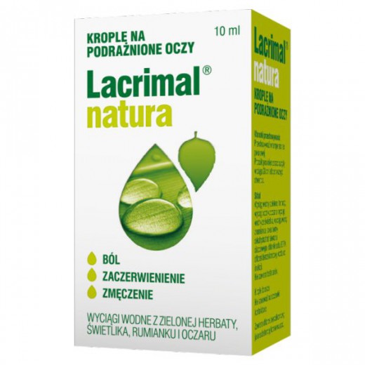 Lacrimal natura, krople na podrażnione oczy, 10ml