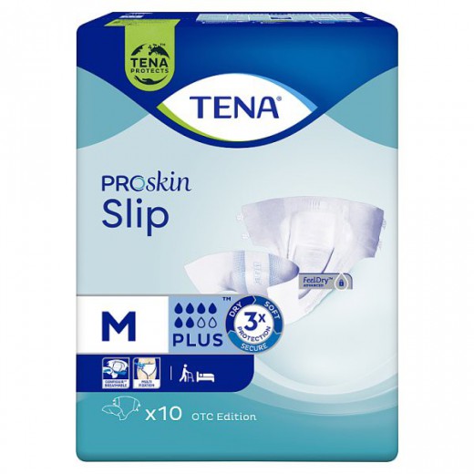Tena Slip ProSkin, pieluchomajtki, rozmiar M, Plus, 10 sztuk