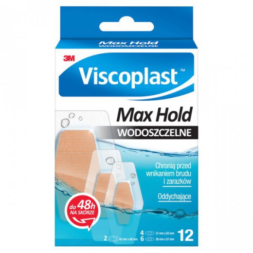 Viscoplast Max Hold, plastry wodoszczelne, oddychające, 12 sztuk