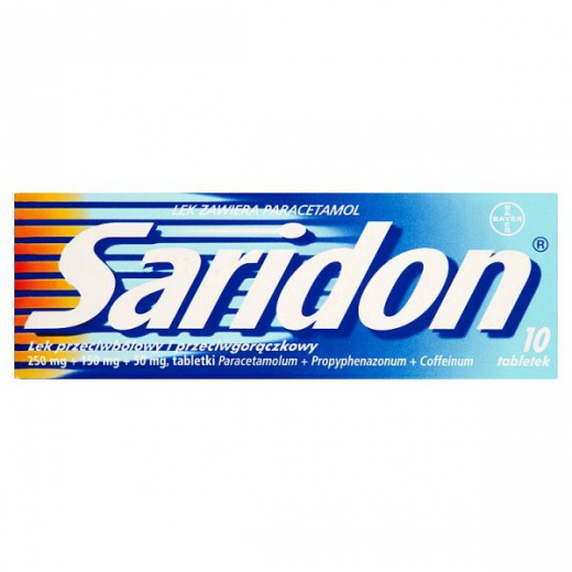 Saridon 250 mg + 150 mg + 50 mg, 10 tabletek