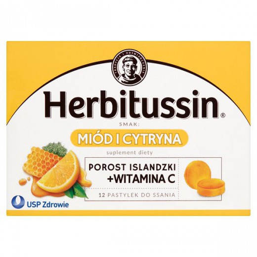 Herbitussin Miód i Cytryna, 12 pastylek do ssania