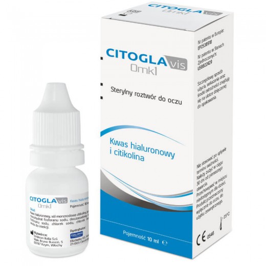 Citogla Vis Omk1, sterylny roztw do oczu, kwas hialuronowy i citikolina, 10ml