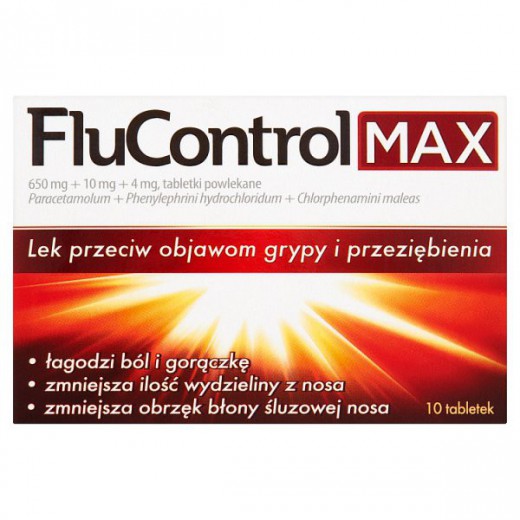 FluControl Max 650 mg + 10 mg + 4 mg, 10 tabletek powlekanych