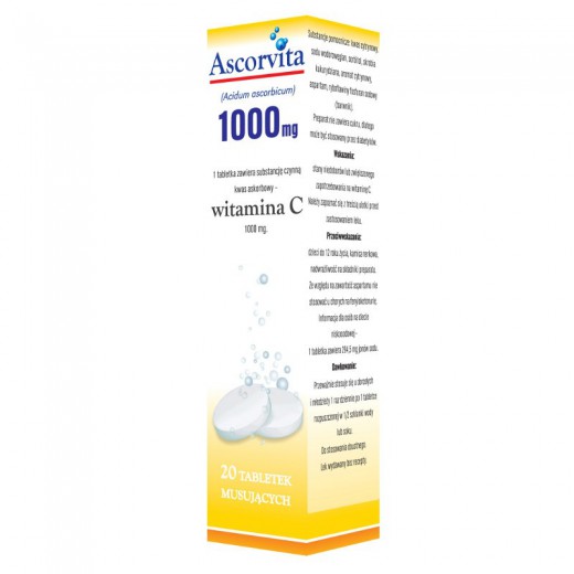 Ascorvita Witamina C 1000 mg, tabletki musujące, 20 szt.