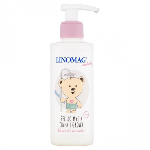 Linomag Emolienty, żel do mycia ciała i głowy dla dzieci i niemowląt od 1 dnia życia, 200 ml
