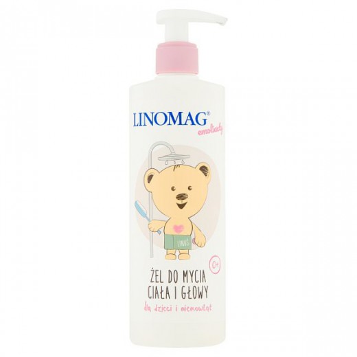 Linomag Emolienty, żel do mycia ciała i głowy dla dzieci i niemowląt od 1 dnia życia, 400 ml