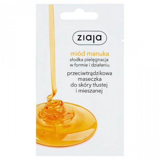 Ziaja, miód manuka, przeciwtrądzikowa maseczka do skóry tłustej i mieszanej, 7 ml