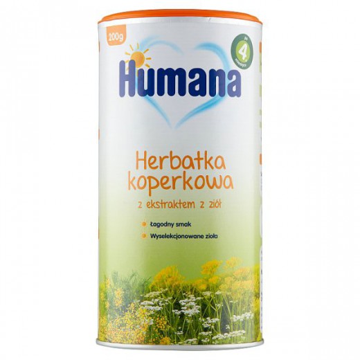 Humana Herbatka koperkowa z kminkiem, granulowana, dla niemowląt po 4 miesiącu, 200 g