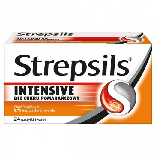 Strepsils Intensive 8,75mg, bez cukru, pomarańczowy, 24 pastylki