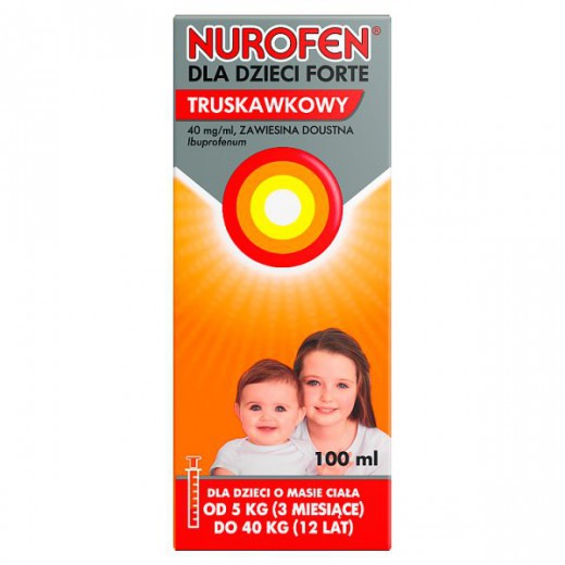 Nurofen dla dzieci Forte truskawkowy 40 mg/ ml, zawiesina doustna, 100 ml