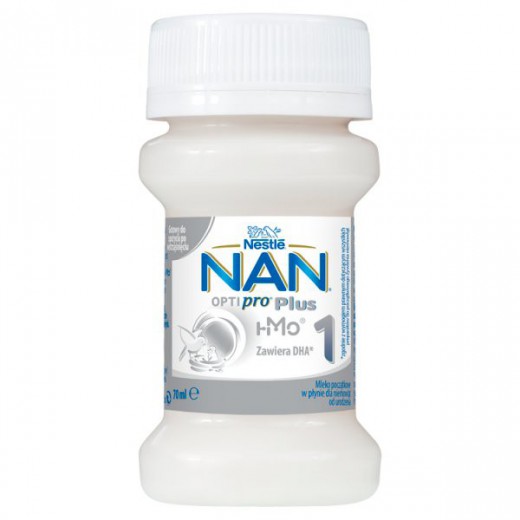 Nestle NAN Optipro Plus 1 HM-O, mleko początkowe w płynie, dla niemowląt od urodzenia, 32 x 70ml