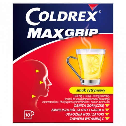 Coldrex MaxGrip o smaku cytrynowym, saszetki, 10 szt.